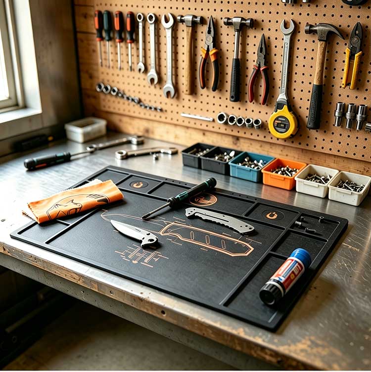 Professional Custom Knife Takedown Mat For EDC Knife Hobbyists & Custom Builders