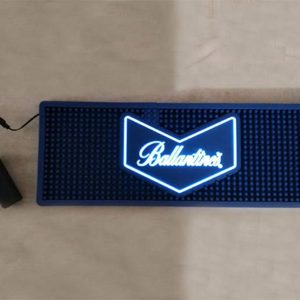 Ballantine's Branded Logo Rubber Spill Mat LED Illuminated Bar Runner PVC Rail Drip Mat Glow In Dark Pub Led Bar Mats