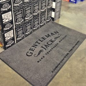 Beverage demonstration commercial custom floor mat with printed logo
