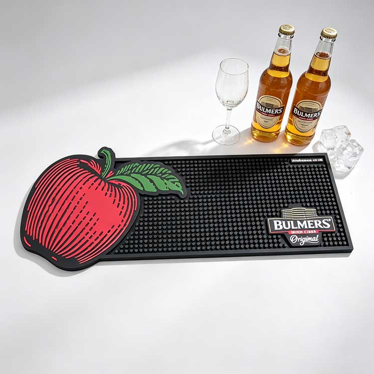 Custom Die Cut Shaped Logo Rubber Bar Spill Mat For Cider Pub