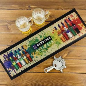 Custom Full Color Printed Pub Mats Felt Top Knitted Polyester Fabric Barmat Dye Sublimation NBR Rubber Bar Runners