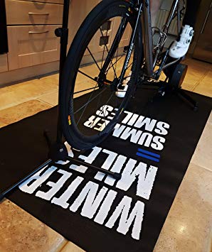 Customized Indoor Cycle Bike Trainer Floor Mat with printed logo and antislip rubber backing