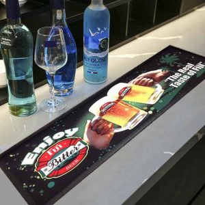 Personalised Full-Colour Dye Sublimation Felt Top Vintage Whiskey Bar Mats Knitted Non-Woven Polyester Fabric Barmat