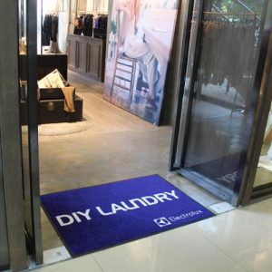 Electrolux vacuum cleaner custom events floor mat with printed logo for marketing