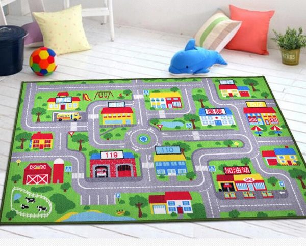 Kids Baby, Children Educational Road Traffic Play Mat, For Bedroom Play Room Game Safe Area