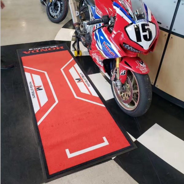 Honda Motorcycle Parts Ffm Approved Oil Resistant Custom Printed Rubber Floor Motorcycle Carpet