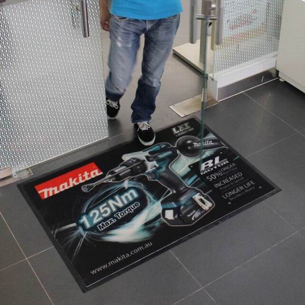 Makita Tools Merchandise Custom Logo Printed Promotion Retail Rubber Door Floor Mat Entrance Carpet Welcome Mat