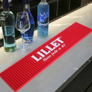 Lillet Custom Heat-Resistant and Food Safe Pub Drip Mat Coffee Bar, Restaurant Drying Mat for Glasses Silicone Bar Mat