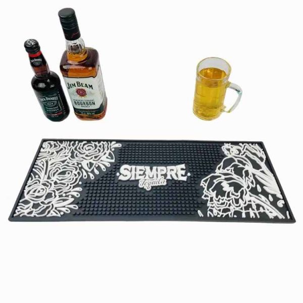 Siempre Tequila Wine Custom Pub Cocktail Bar Runner Printed PVC Beer Barmat Counter Top Rubber Bar Drink Mats