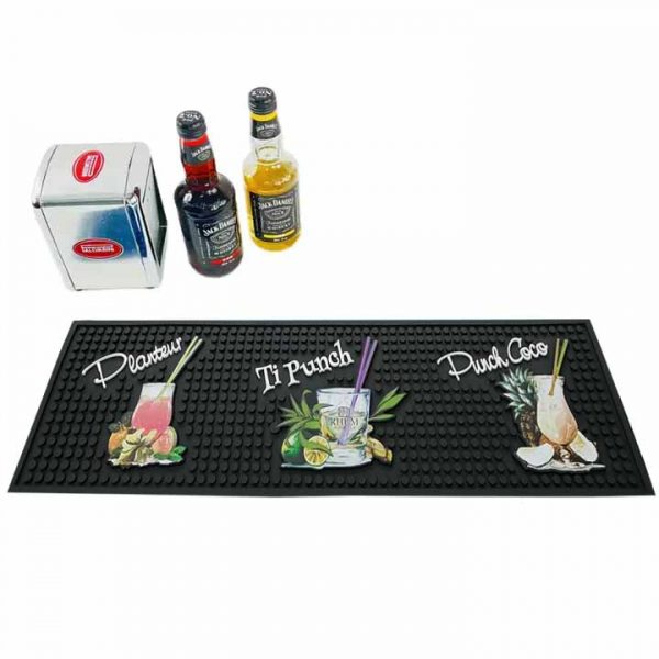 Bar Cart Accessories Vodka Wine Rubber Service Drink Bar Runner Whiskey Custom Printed Rail Spill Black Bar Mat