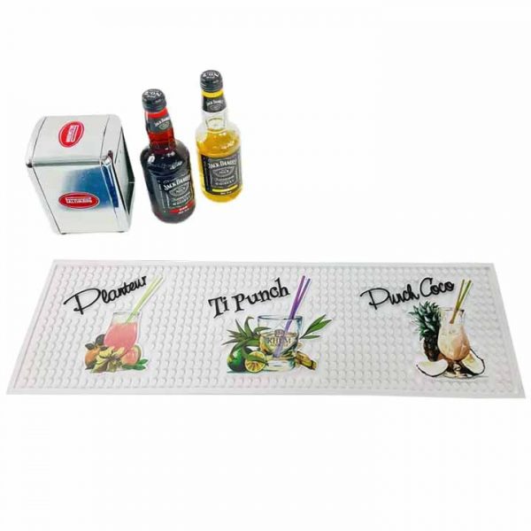 Counter Top Custom UV Printed Soft PVC Bartender Rail Spill Mat Service Rubber Beer Bar Runner Pub Whiskey Bar Mats