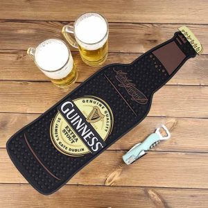Guinness Beer Custom Bottle Shaped PVC Bar Mat Pub Rail Spill Mats Logo Bartender Drink Mat Rubber Bar Top Runners