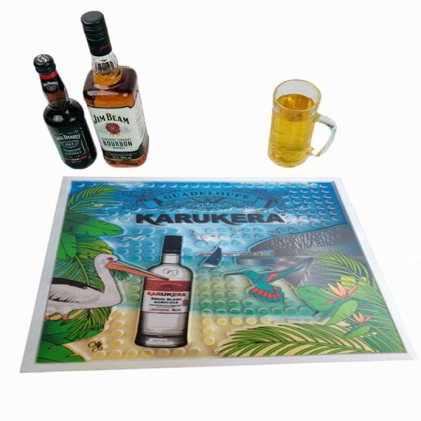 Karukera Rhum Wine Personalised Photo PVC Printed Beer Mat Cocktail Service Counter Mats Pub Rubber Bar Mat Shots