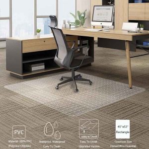 45''x53'' Large Rectangle Clear Rolling Chair Mat with Studs Plastic PVC Protector Rug Office Desk Floor Mat for Carpet