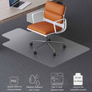 Heavy Duty 48''x36'' Lip Shape Desk & Computer Low Pile Carpet Chair Mat Protector with Studs Office PVC Chair Mat For Carpet