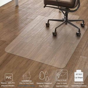 Heavy Duty Hardwood Floor Rolling Chair Mat Clear PVC Protector Rug 45''x53'' Office Desk Chair Floor Mat with Lip