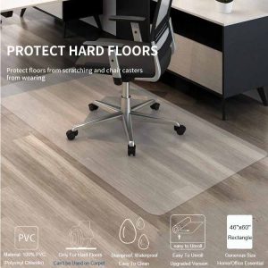 PVC Transparent Floor Mats WoodTile Protection Mat 46''x60'' Rectangle Clear Office Chair Mat for Hardwood Floor