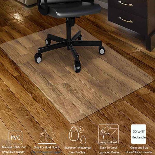 PVC Transparent Mats Clear Rolling Chair mat 30''x48'' Rectangle Office Computer Desk Chair Floor Mat for Hardwood