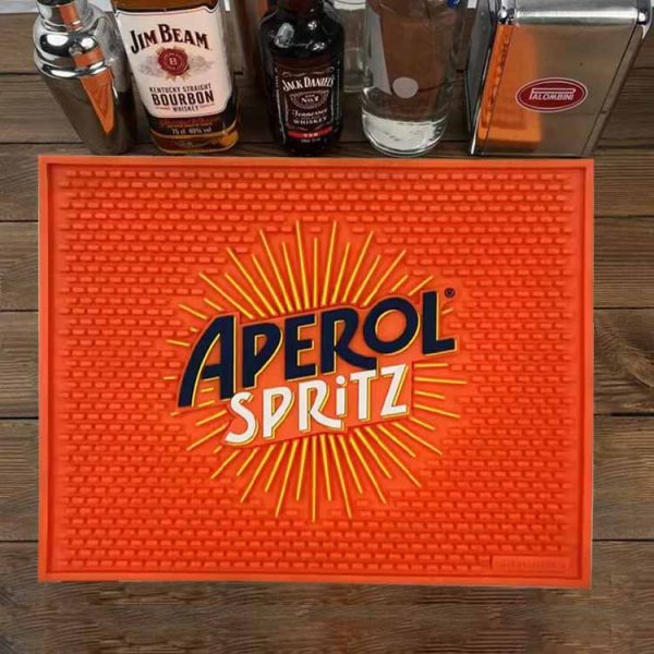 Aperol Spritz Custom Collectable Bar Glass Drying Mats Counter PVC Service Bar Mat Cocktail Rubber Bar Drip Mats