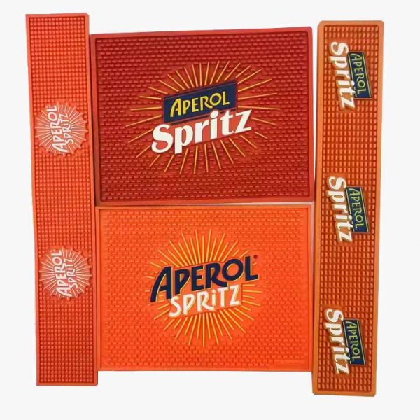 Aperol Spritz Custom Collectable Bar Glass Drying Mats Counter PVC Service Bar Mat Cocktail Rubber Bar Drip Mats