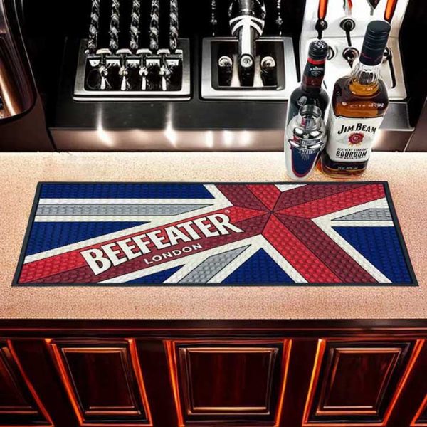 BEEFEATER London Custom Logo Bartender Cocktail PVC Beer Bar Matt Service Rail Drip Mat Pub Bar Top Rubber Mats