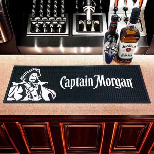 Captain Morgan Custom Whiskey Rubber Bar Spill Mat Counter Beer Rum Bar Runner Pub Cocktail Drip Mats For Bars