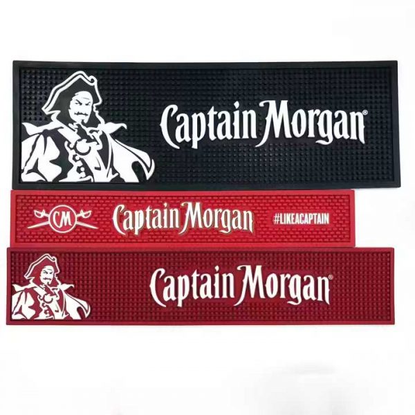 Captain Morgan Custom Whiskey Rubber Bar Spill Mat Counter Beer Rum Bar Runner Pub Cocktail Drip Mats For Bars
