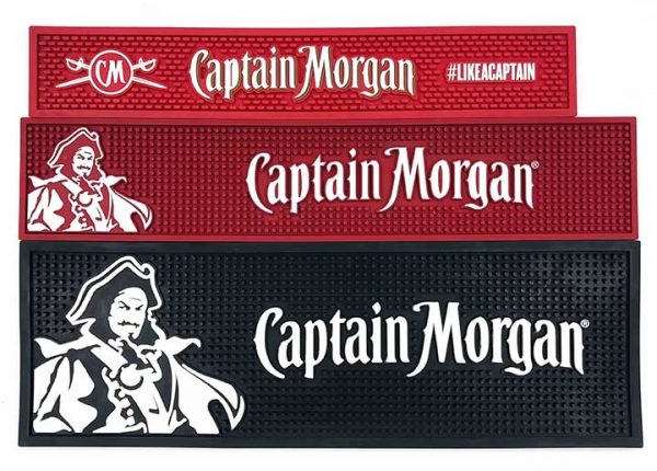 Captain Morgan Custom Whiskey Rubber Bar Spill Mat Counter Beer Rum Bar Runner Pub Cocktail Drip Mats For Bars