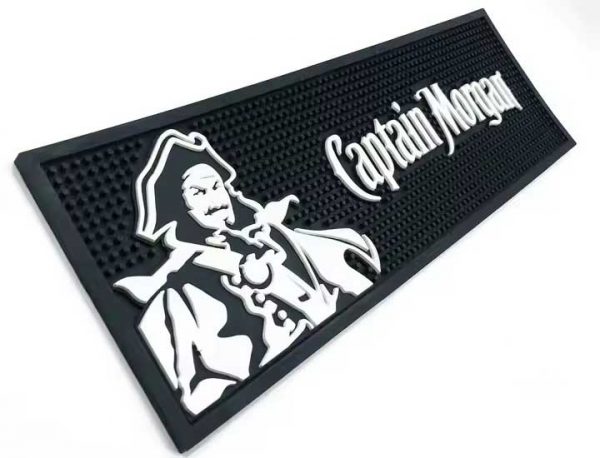 Captain Morgan Custom Whiskey Rubber Bar Spill Mat Counter Beer Rum Bar Runner Pub Cocktail Drip Mats For Bars
