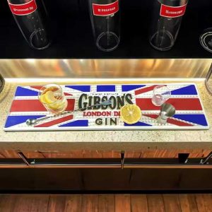 Gibson's London Dry Gin Custom Counter Top Rail Whiskey Rubber Bar Mats Pub Beer Mats Cocktail PVC Drink Mats For Bar