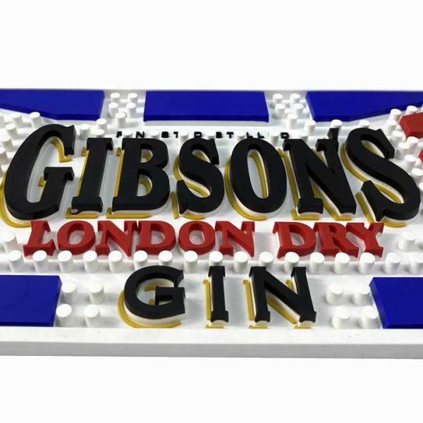 Gibson's London Dry Gin Custom Counter Top Rail Whiskey Rubber Bar Mats Pub Beer Mats Cocktail PVC Drink Mats For Bar