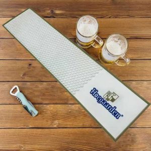 Hoegaarden Beer Custom Non Slip Silicone Rubber Bar Runner Mat Cocktail PVC Spill Drip Barmat Pub Drink White Bar Mat