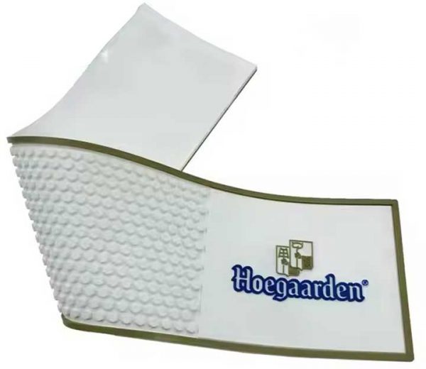 Hoegaarden Beer Custom Non Slip Silicone Rubber Bar Runner Mat Cocktail PVC Spill Drip Barmat Pub Drink White Bar Mat