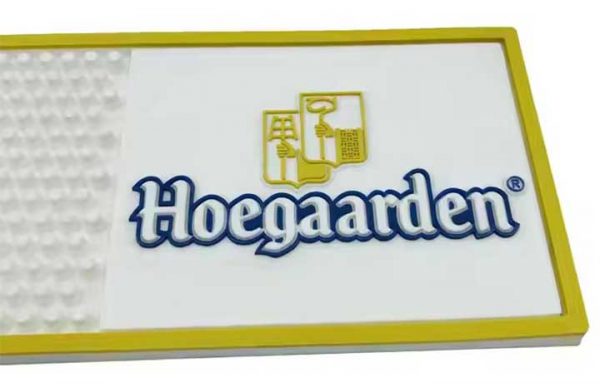 Hoegaarden Beer Custom Non Slip Silicone Rubber Bar Runner Mat Cocktail PVC Spill Drip Barmat Pub Drink White Bar Mat