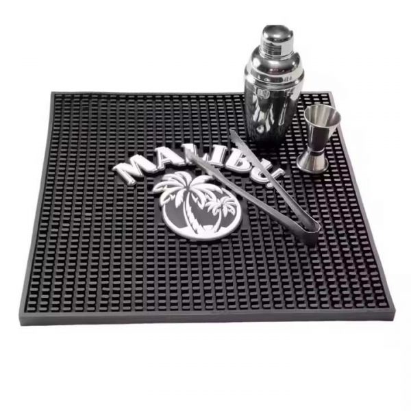 Malibu Rum Custom Logo Cocktail Beer Drip Mats Counter Top Service Runner Mats Whiskey Large Rubber Bar Mats