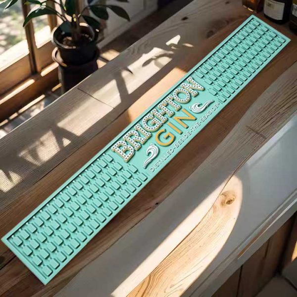 Personalised Logo Barmat Bartender Vodka Whiskey Rubber Spill Bar Mats Pub PVC Drip Rail Beer Mats Brighton Gin Bar Runner