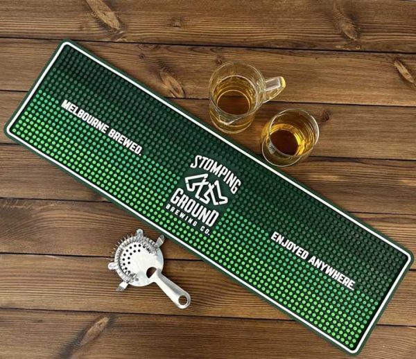 Stomping Ground Brewing Custom Logo Non Slip Rubber Spill Rail Bar Matt Beer Drip Mats Counter PVC Long Bar Runner