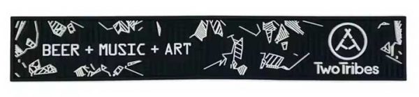 Two Tribes Beer Custom Logo Bar Top Bartender Runner Mats PVC Rail Drip Mats Pub Cocktail Black Rubber Bar Mats