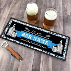 Polyester Top NBR Nitrile Rubber Bar Runner Heat Transfer Custom Printed Cocktail Bar Mat Vintage Cloth Bar Beer Mats