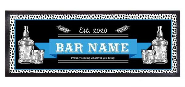 Polyester Top NBR Nitrile Rubber Bar Runner Heat Transfer Custom Printed Cocktail Bar Mat Vintage Cloth Bar Beer Mats